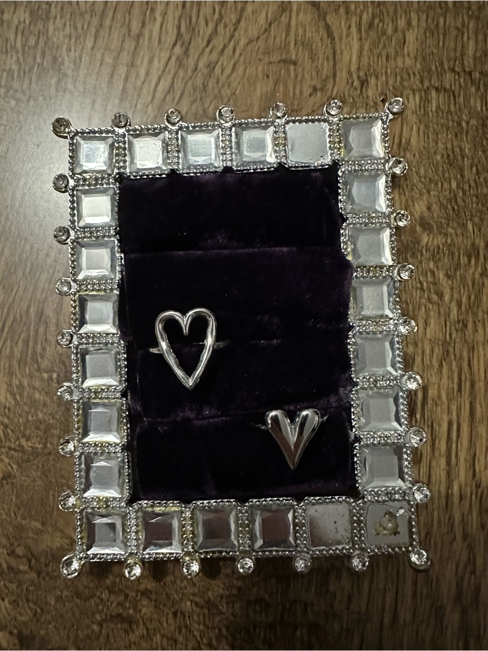 2 adjustable silver heart rings
